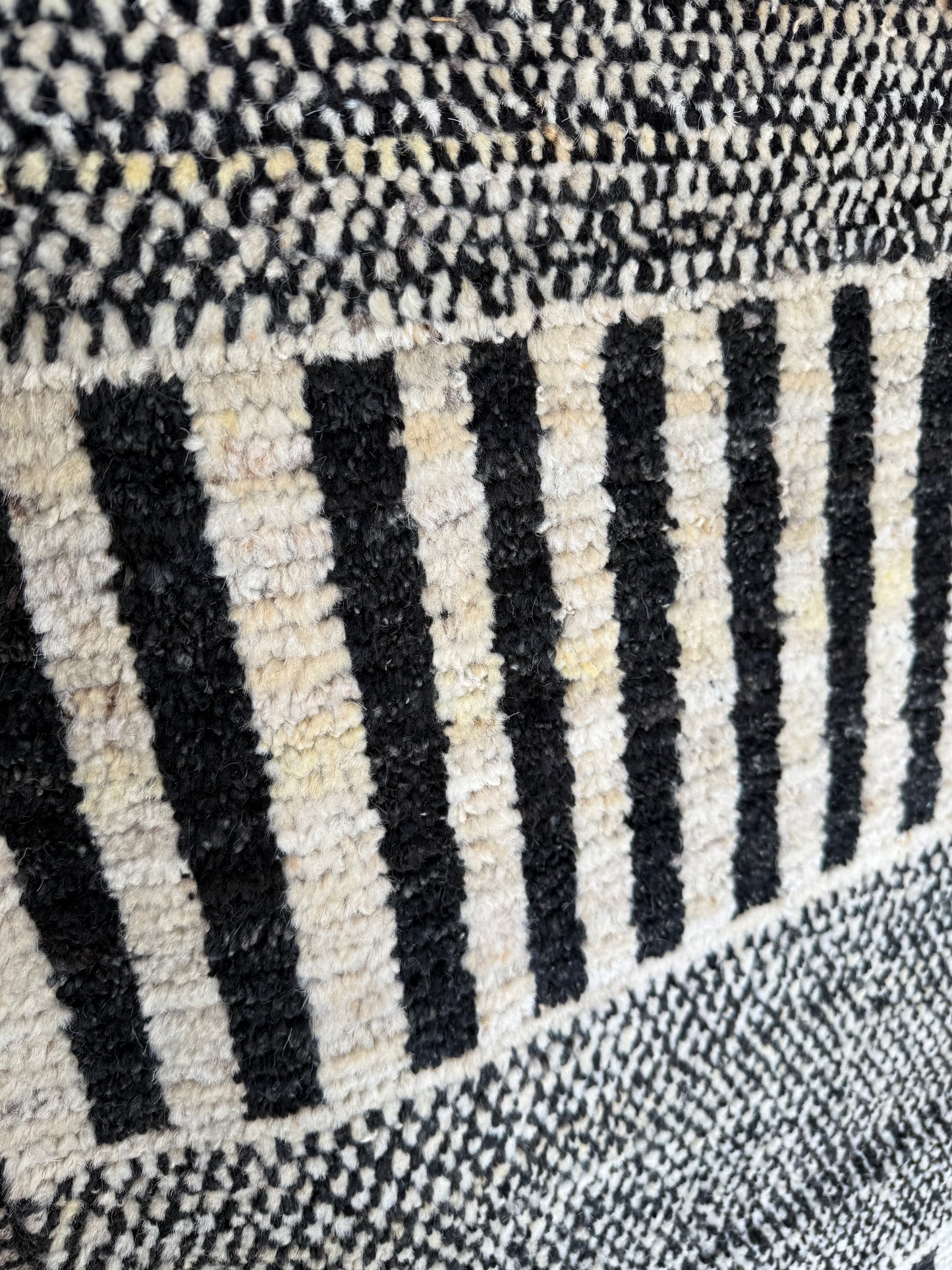 Black & Beige Handwoven Wool Striped Runner 300x83