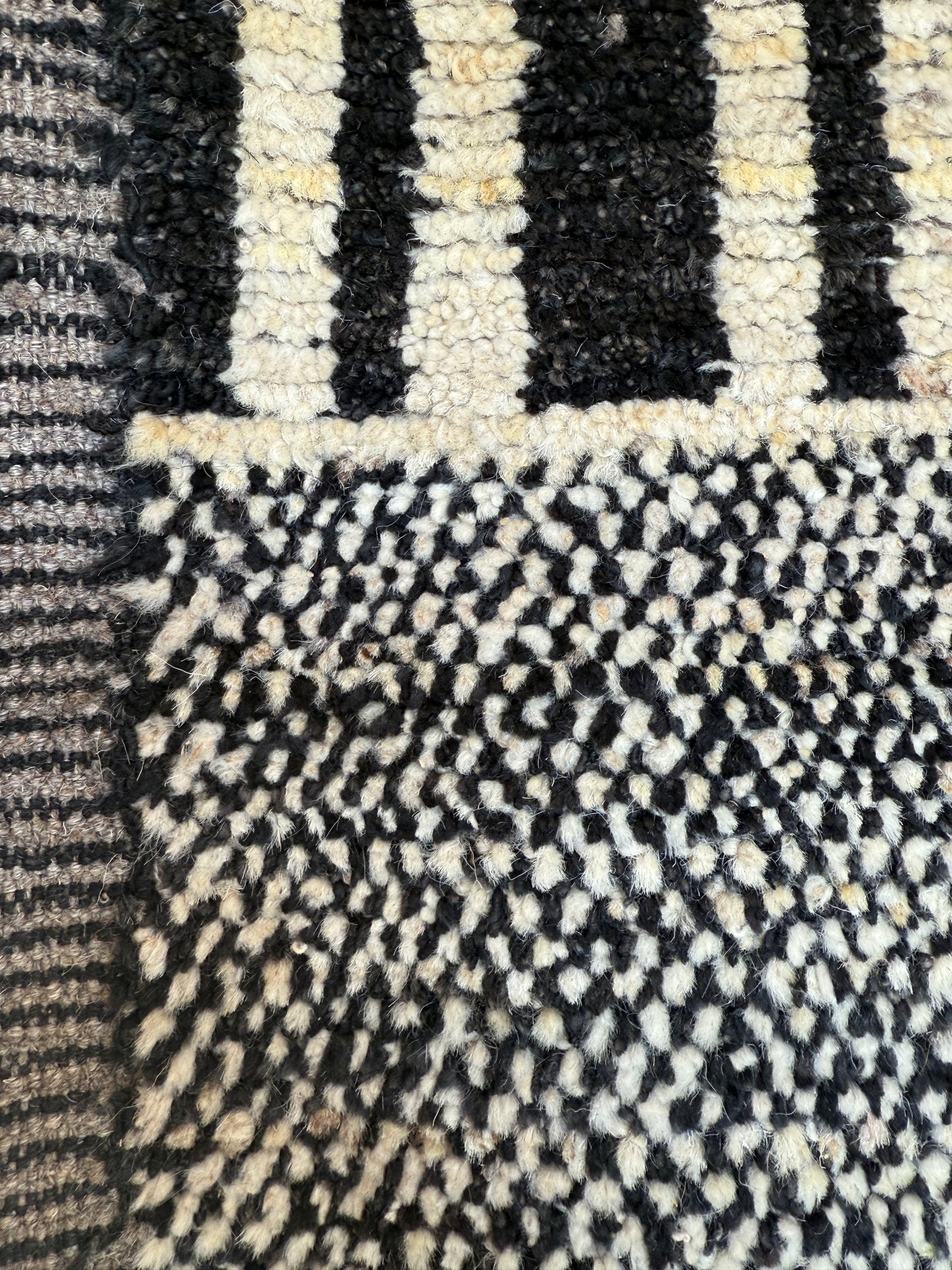 Black & Beige Handwoven Wool Striped Runner 300x83