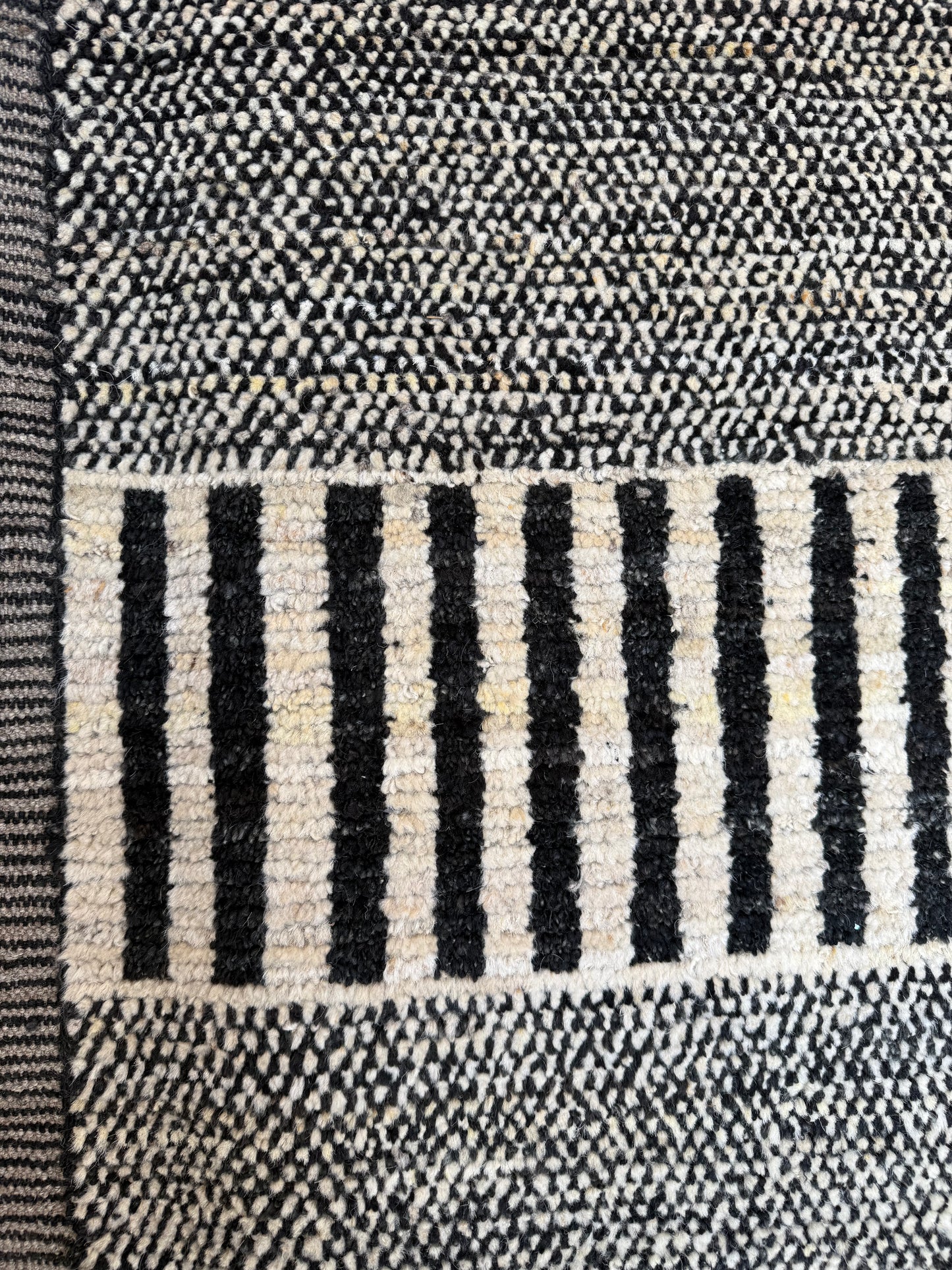 Black & Beige Handwoven Wool Striped Runner 300x83