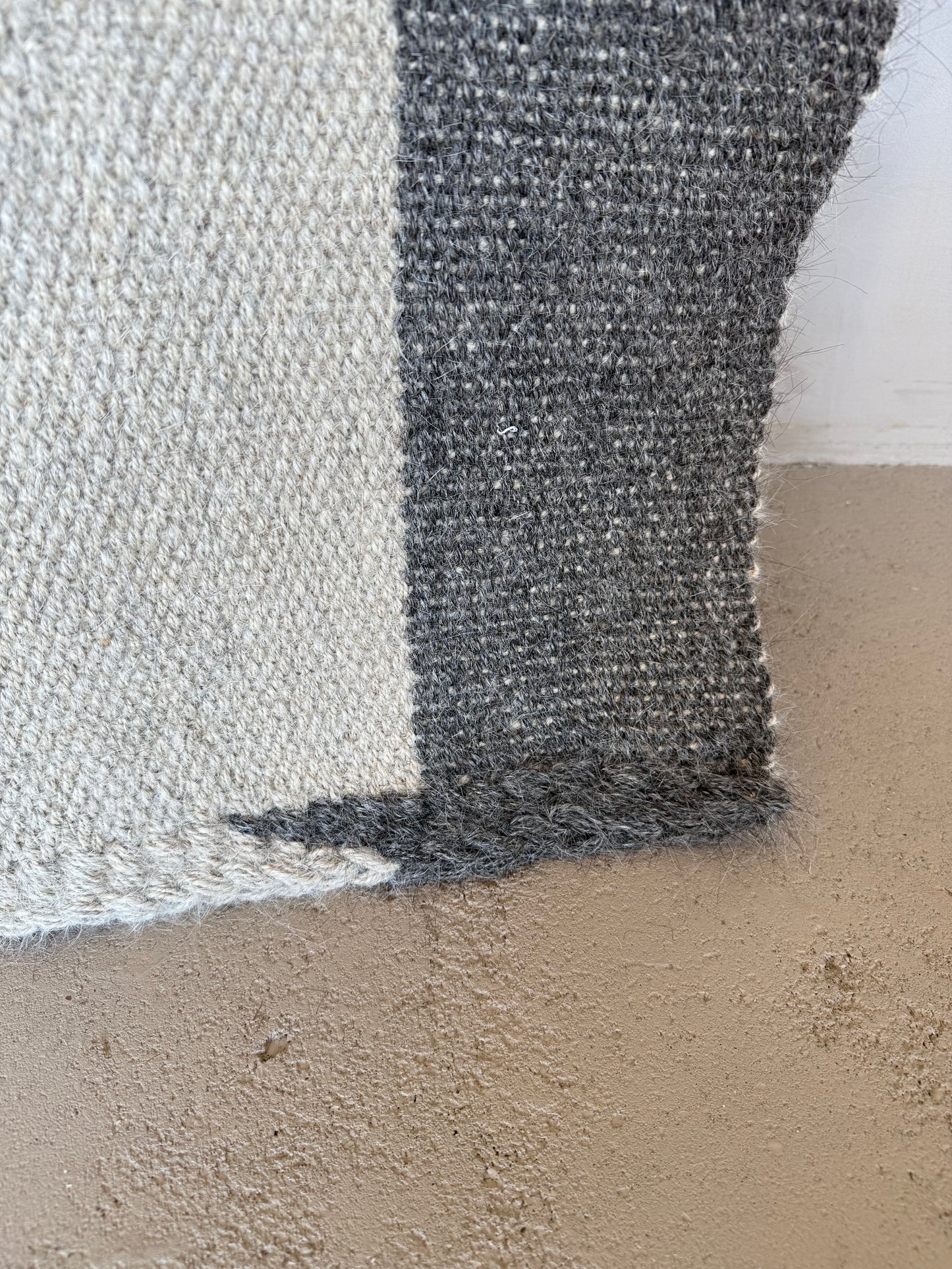 Grey and Cream Striped Rug 250x175