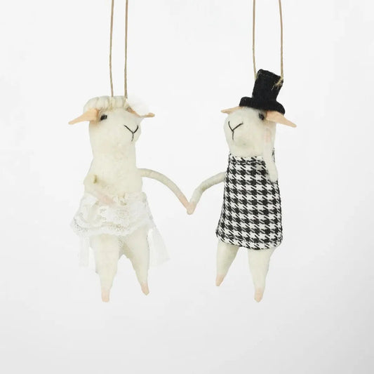 Handmade Christmas 'Lamb' Decorations - Set of 2