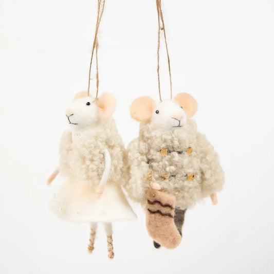 Handmade 'Mice' Christmas Decorations - Sold in pairs