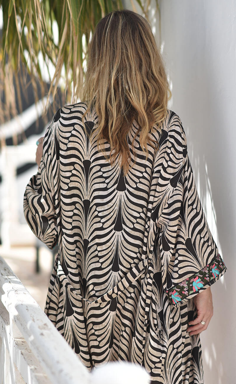 Nala Tribal Embroidered Long Kimono Dressing Gown