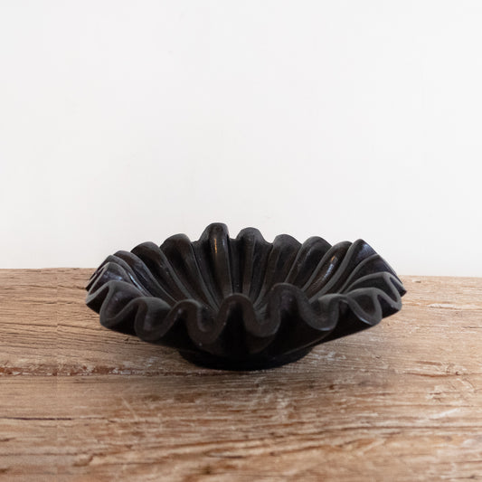 Black Marble Fluted Bowl S