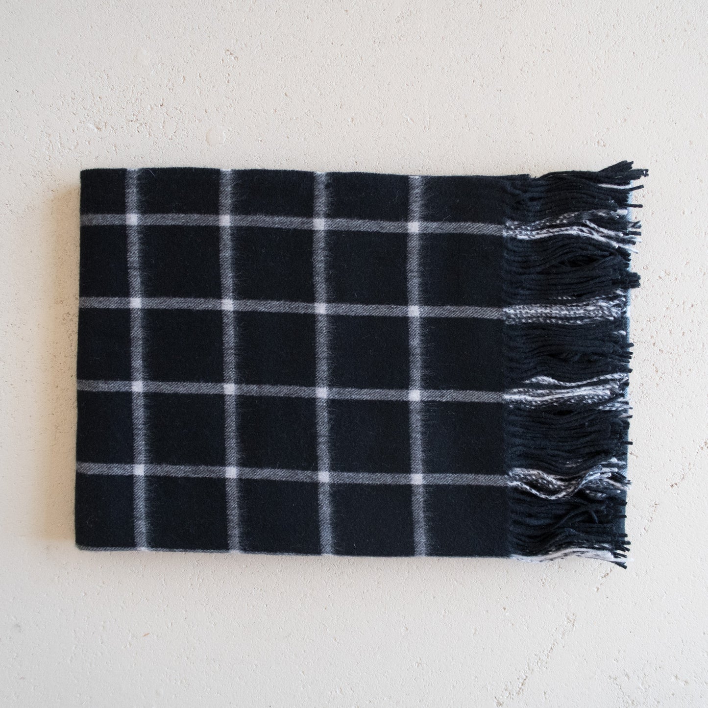 Lambs Wool Black & White Checked Blanket