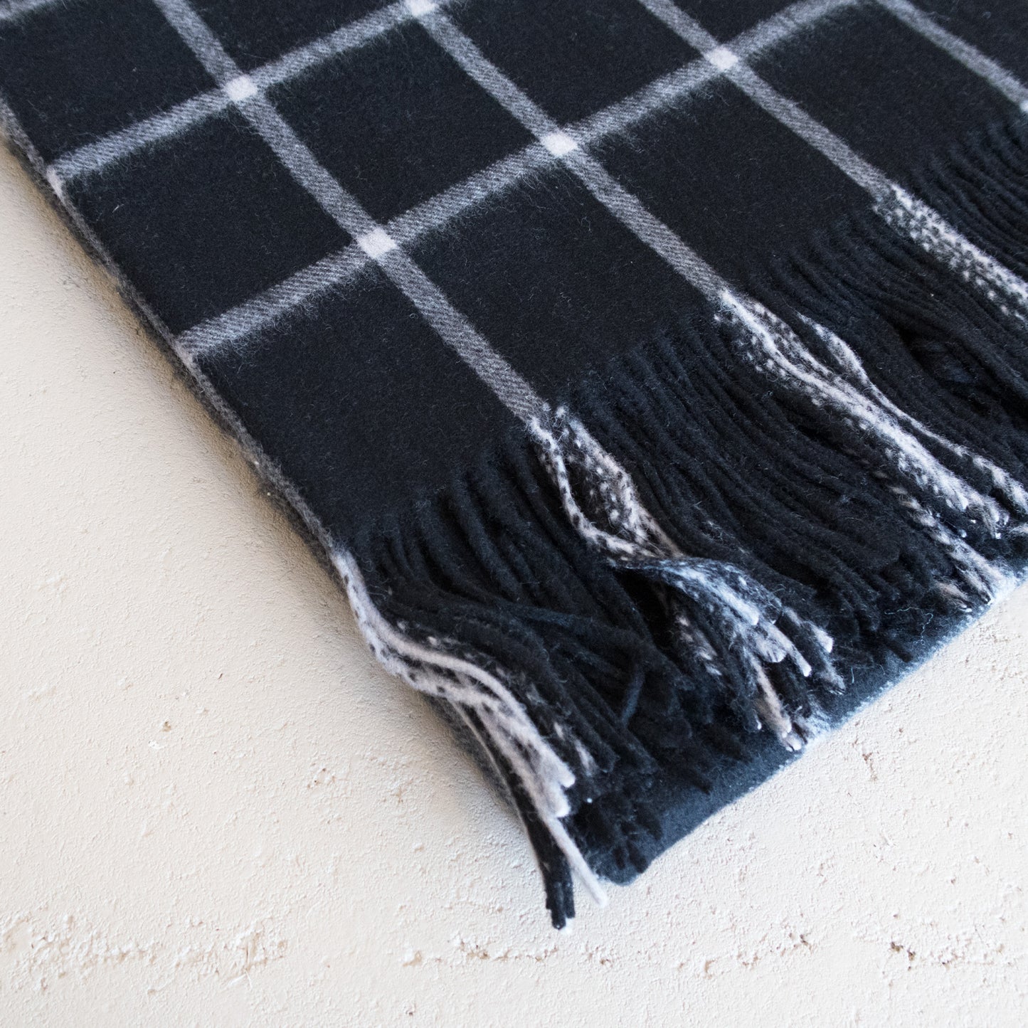 Lambs Wool Black & White Checked Blanket