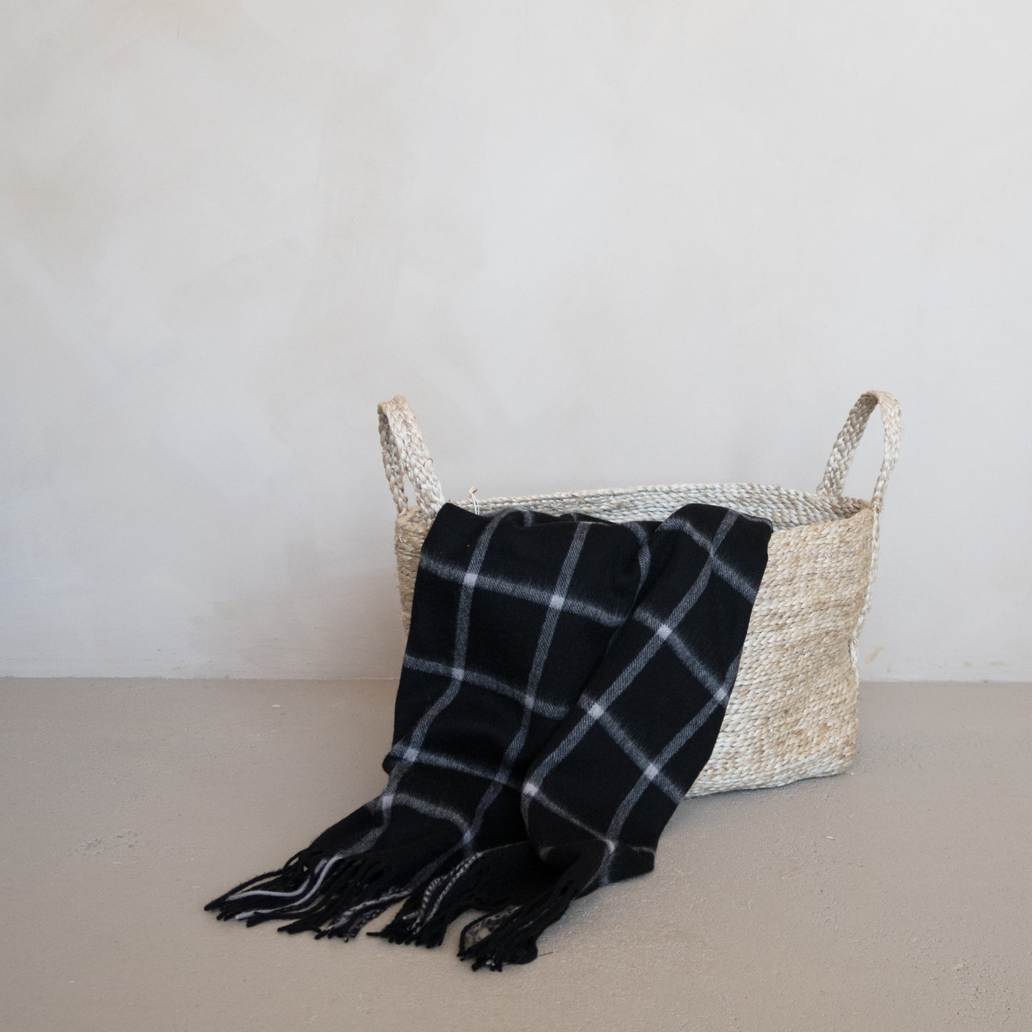 Lambs Wool Black & White Checked Blanket