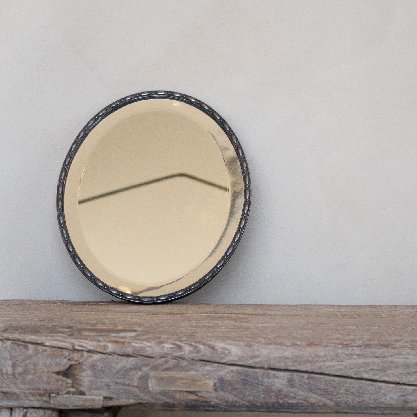 Pewter Bevelled Glass Oval Mirror