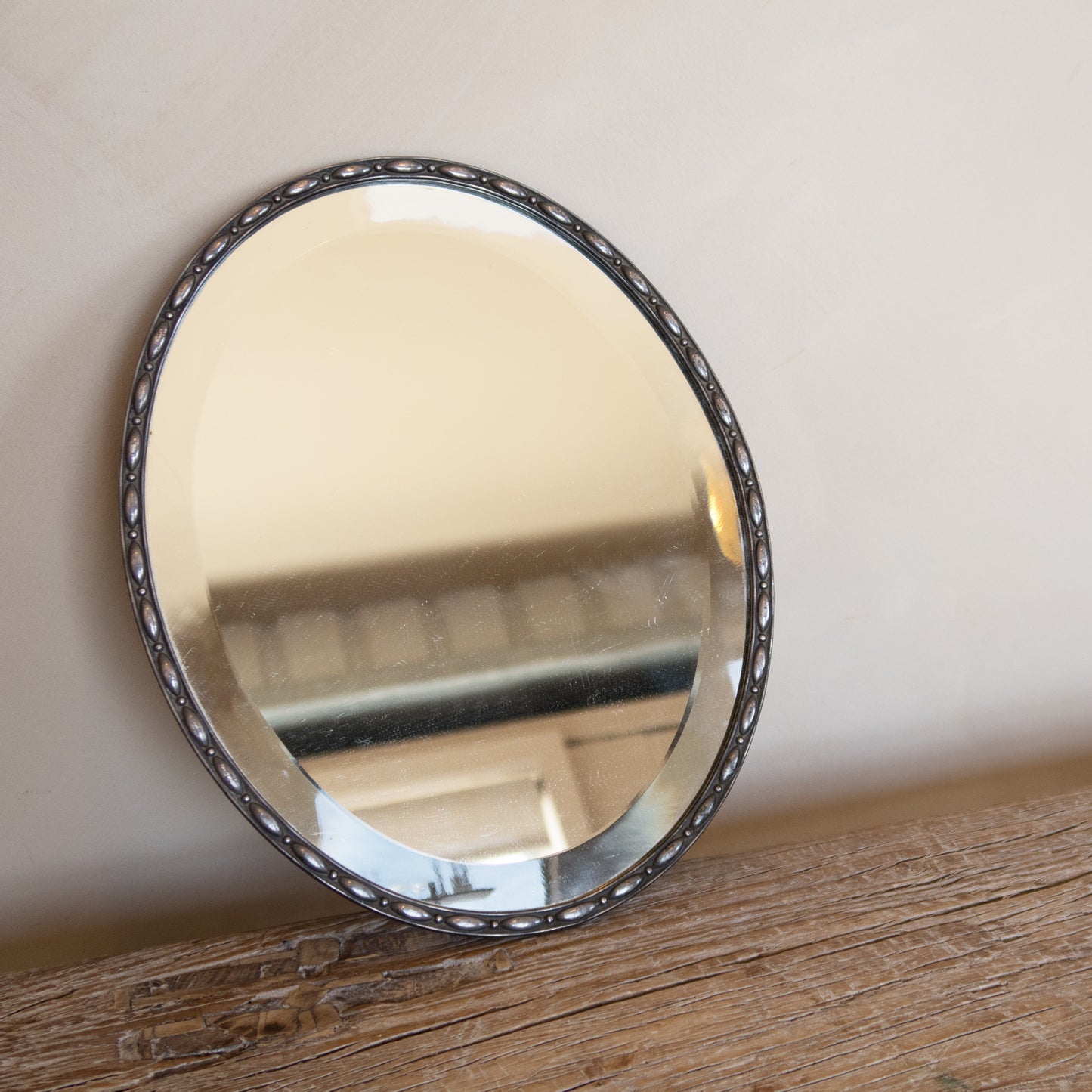 Pewter Bevelled Glass Oval Mirror