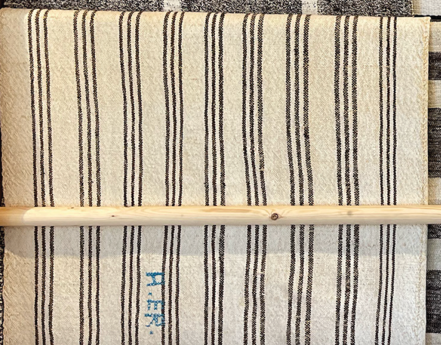 Vintage Embroidered Striped Kilim Rug