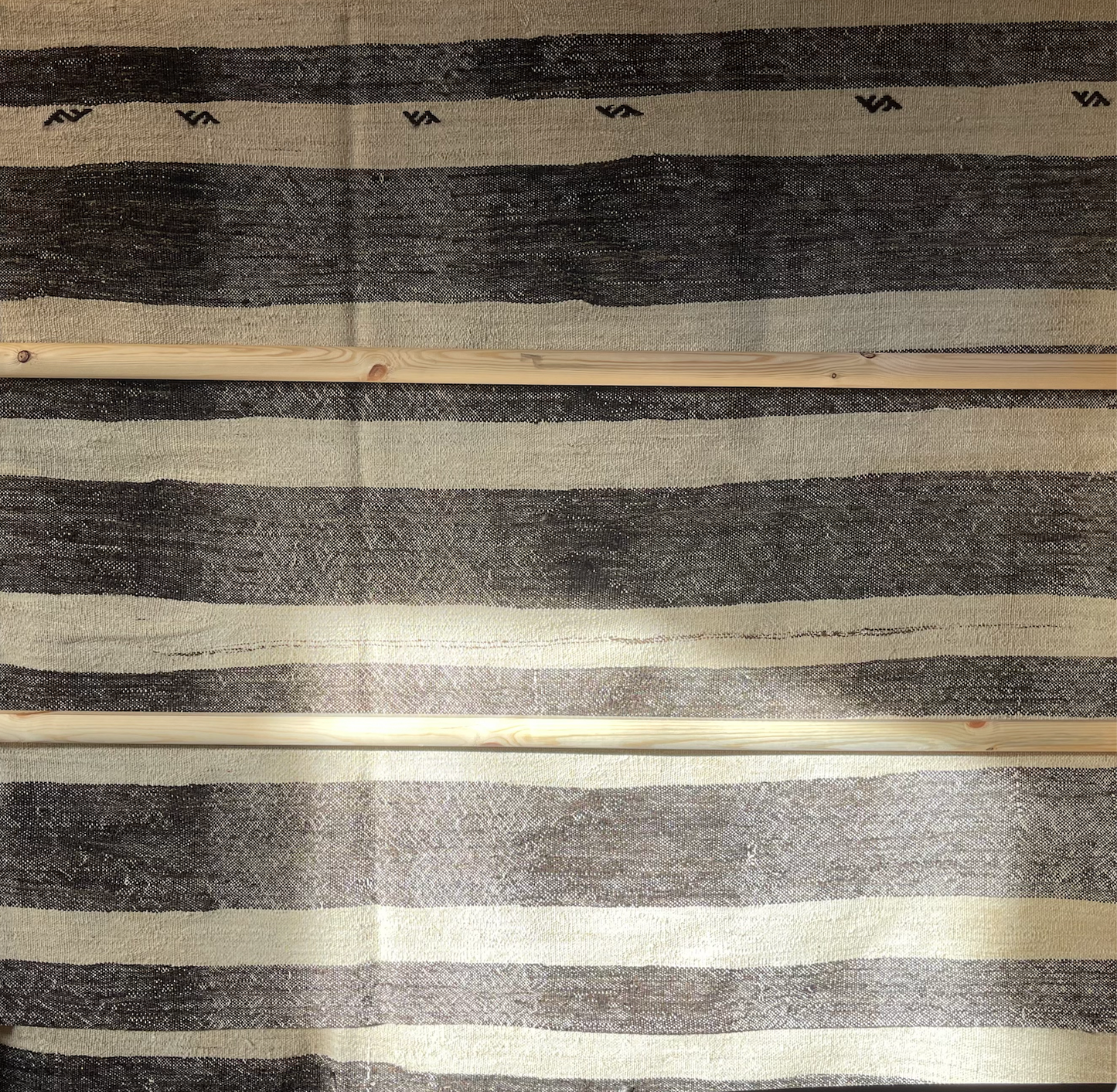 Vintage Natural Striped Kilim Rug