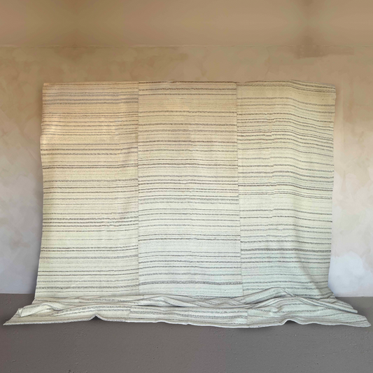 Vintage Natural Two Tone Striped Kilim Rug 390x300