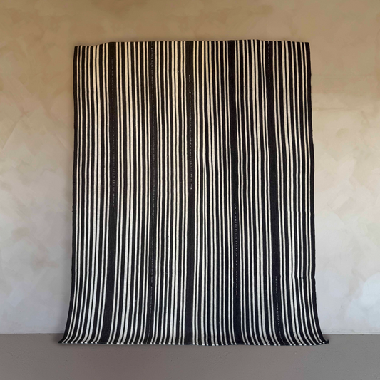 Vintage Chocolate Narrow Striped Kilim Rug 226x162