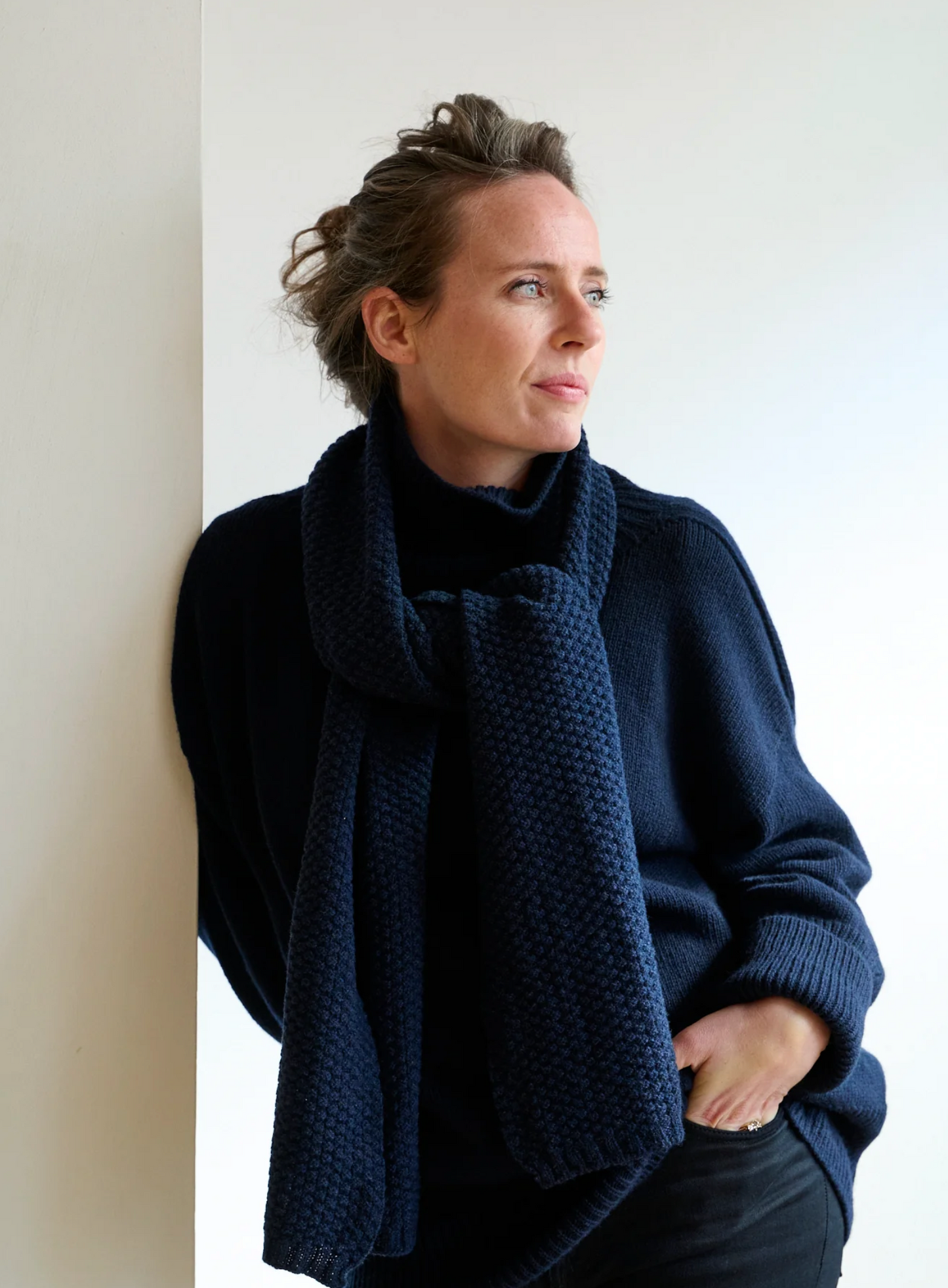 Moss Stitch Cashmere Mix Scarf