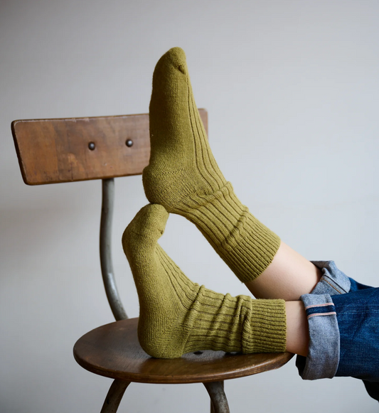 Alpaca Cushion Sole Socks - Green