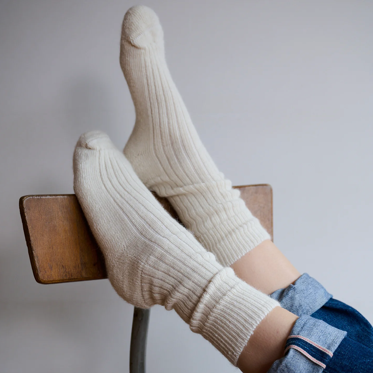 Alpaca Cushion Sole Sock - Cream