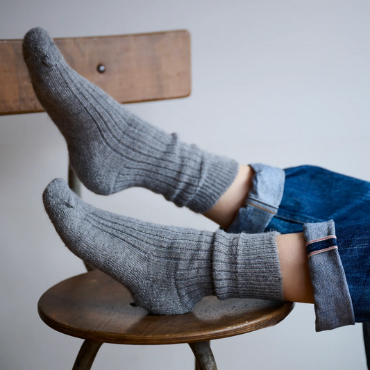 Alpaca Cushion Sole Socks - Grey