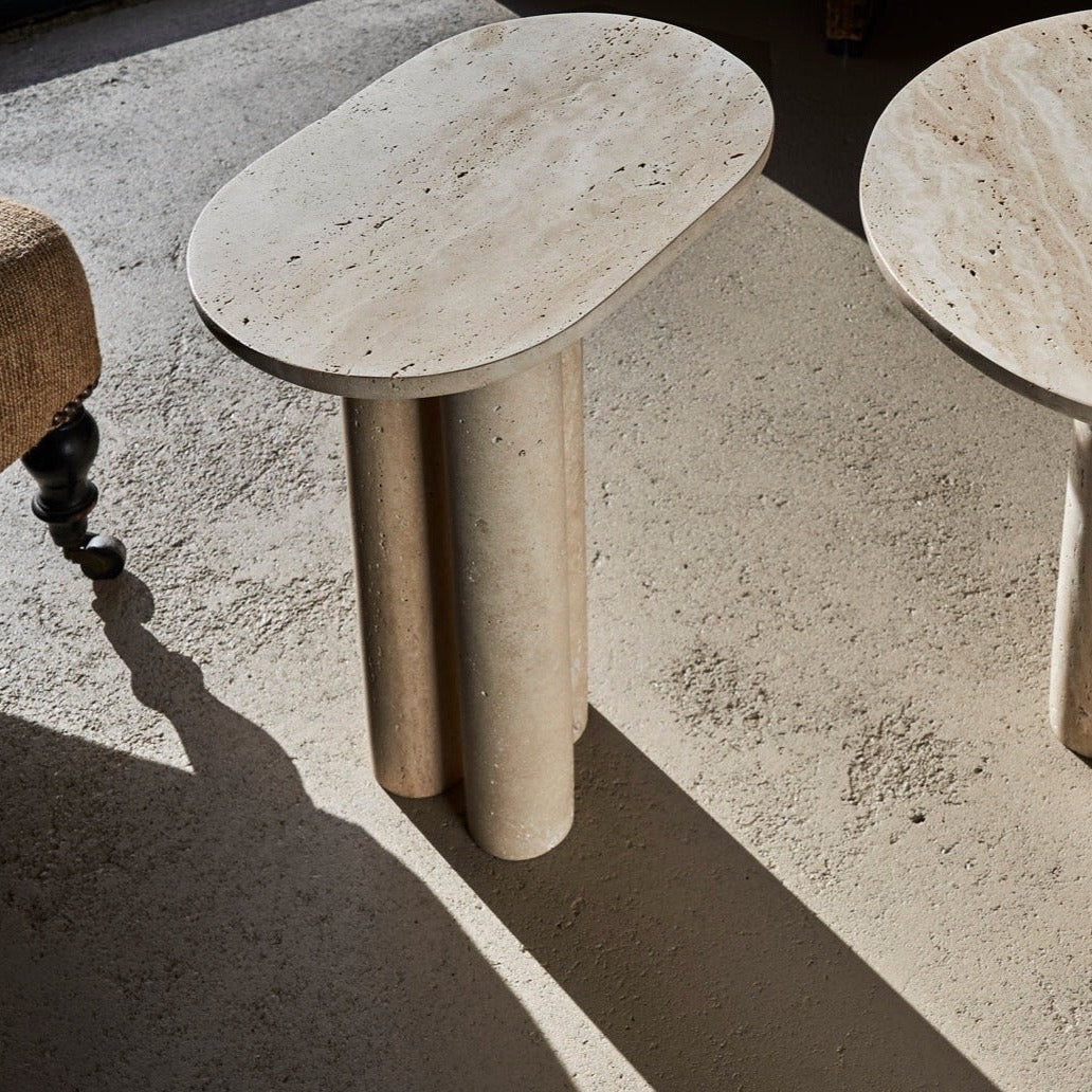 Travertine Oval Side Table