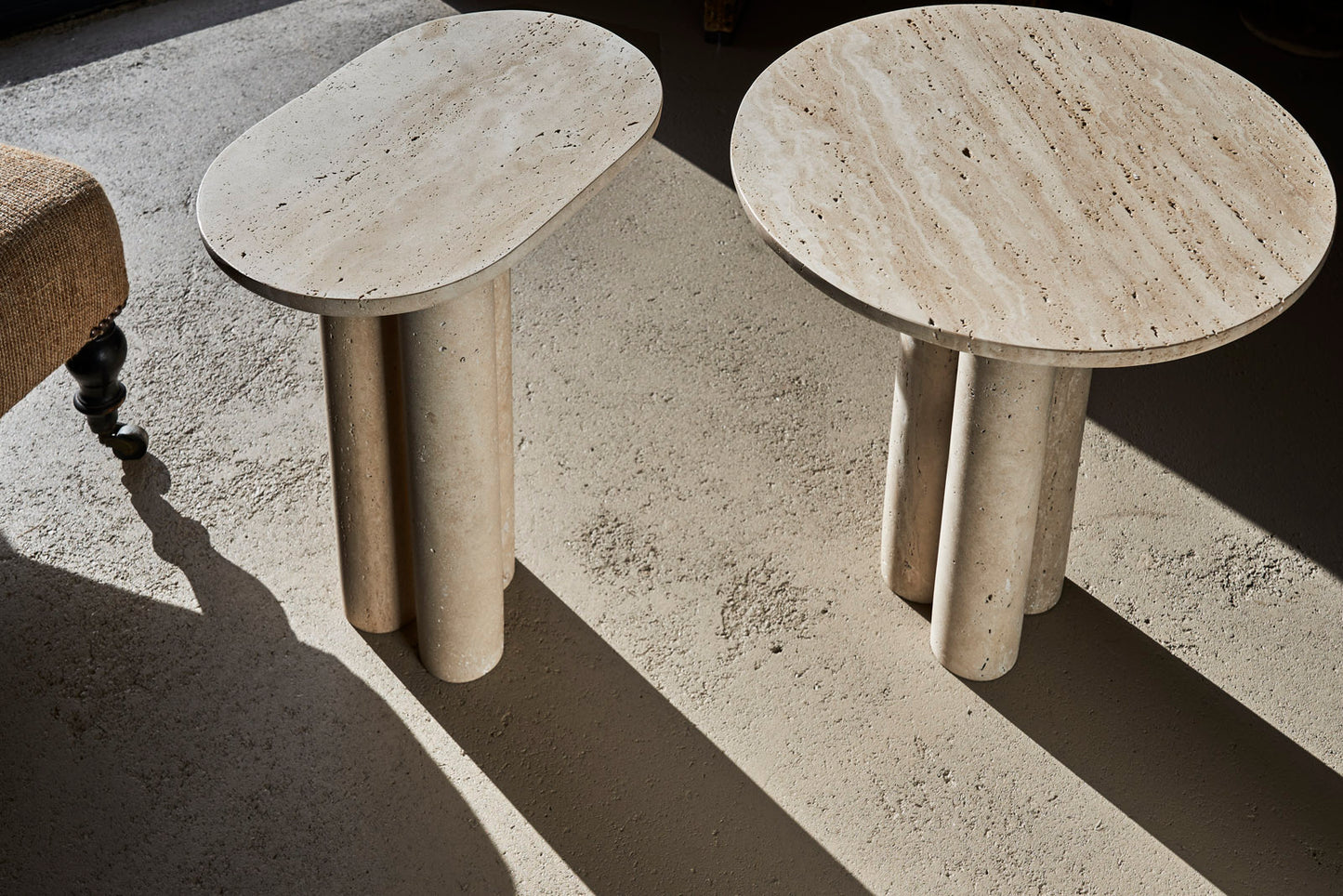 Travertine Oval Side Table