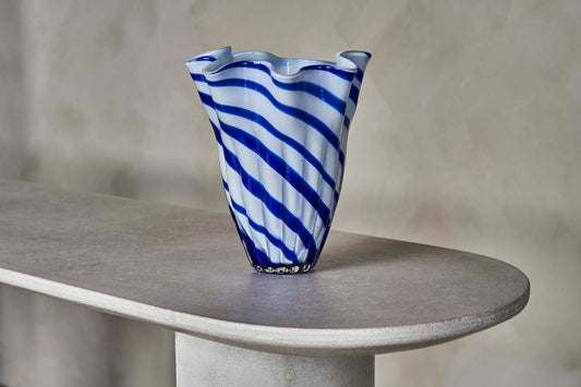 Mid Century Cobalt Handkerchief Vase