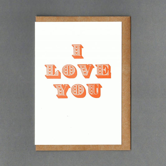 I Love You Orange. Letterpress Greeting Card