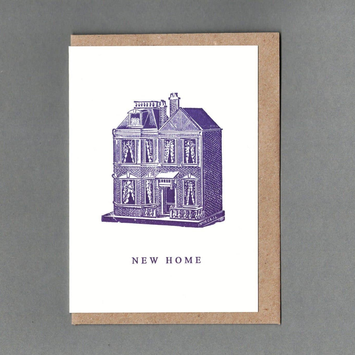 New Home. Dolls House. Letterpress Greeting Card