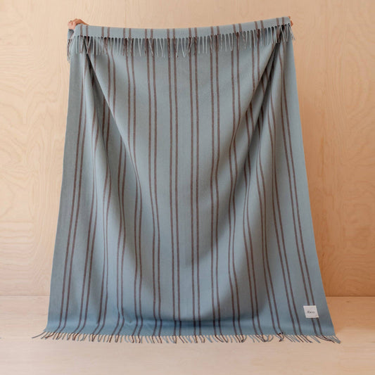 Lambswool Blanket in Mint Stripe