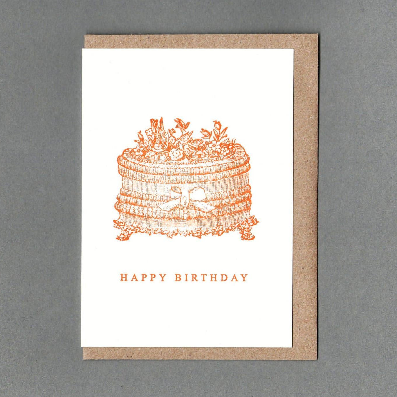 Birthday Cake. Letterpress Greeting Card