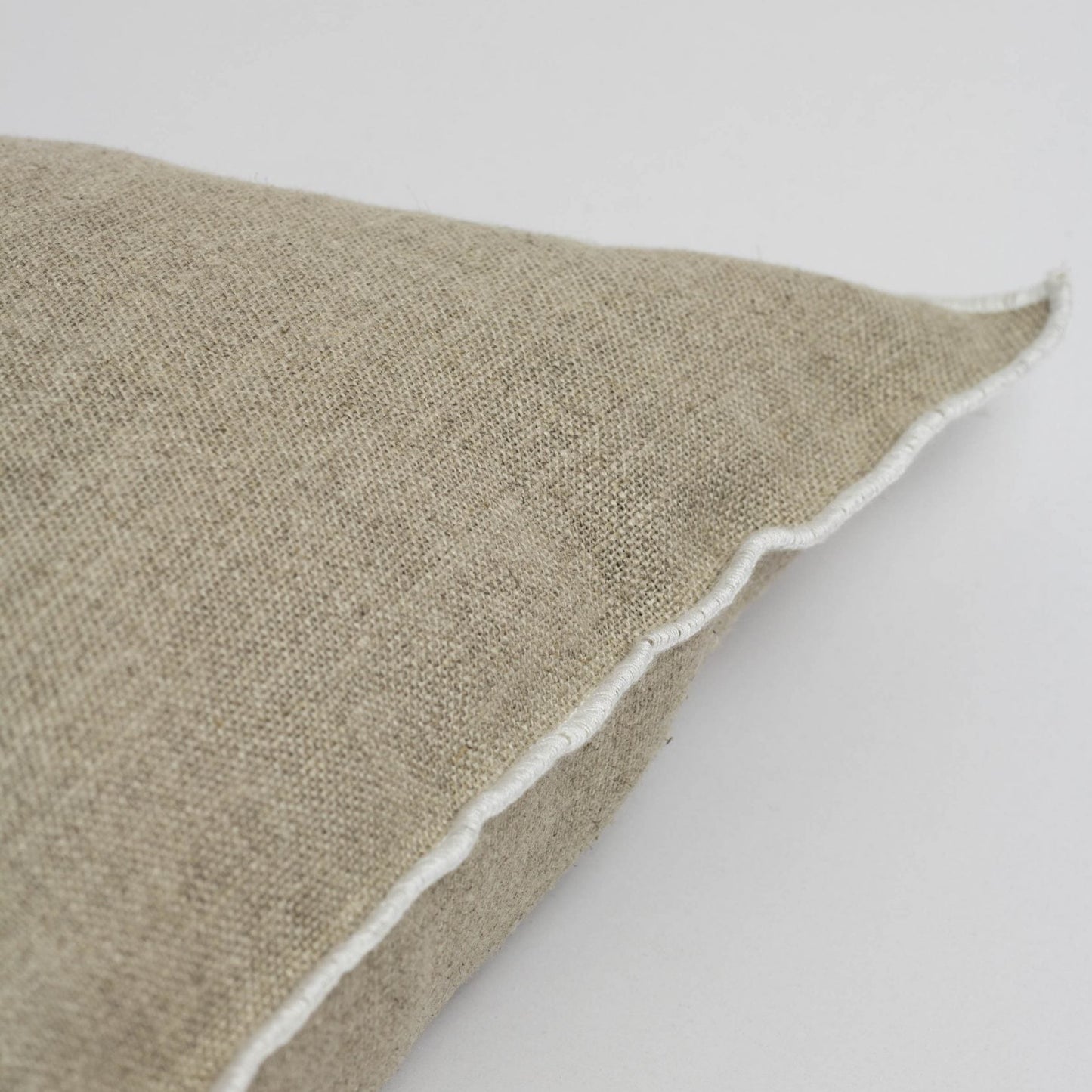 Contrast Piped Linen Cushion