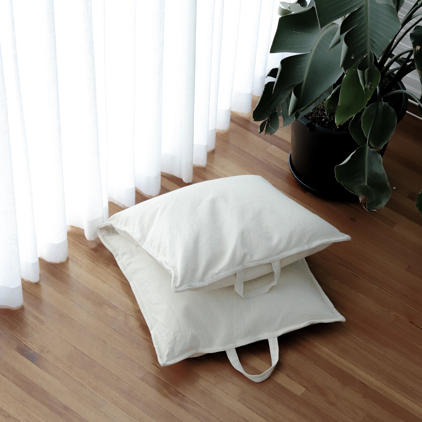 Cotton Floor Cushion Neutral 80x80